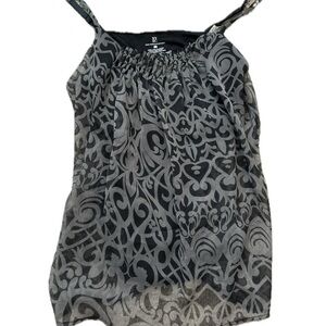 New York & Company Black and Gray Patterned Top